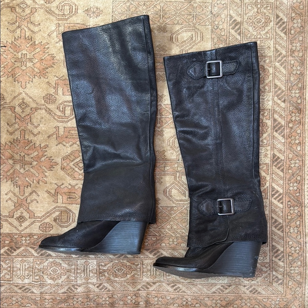 Black Women’s Wedge Knee-High Boots - Vince Camuto